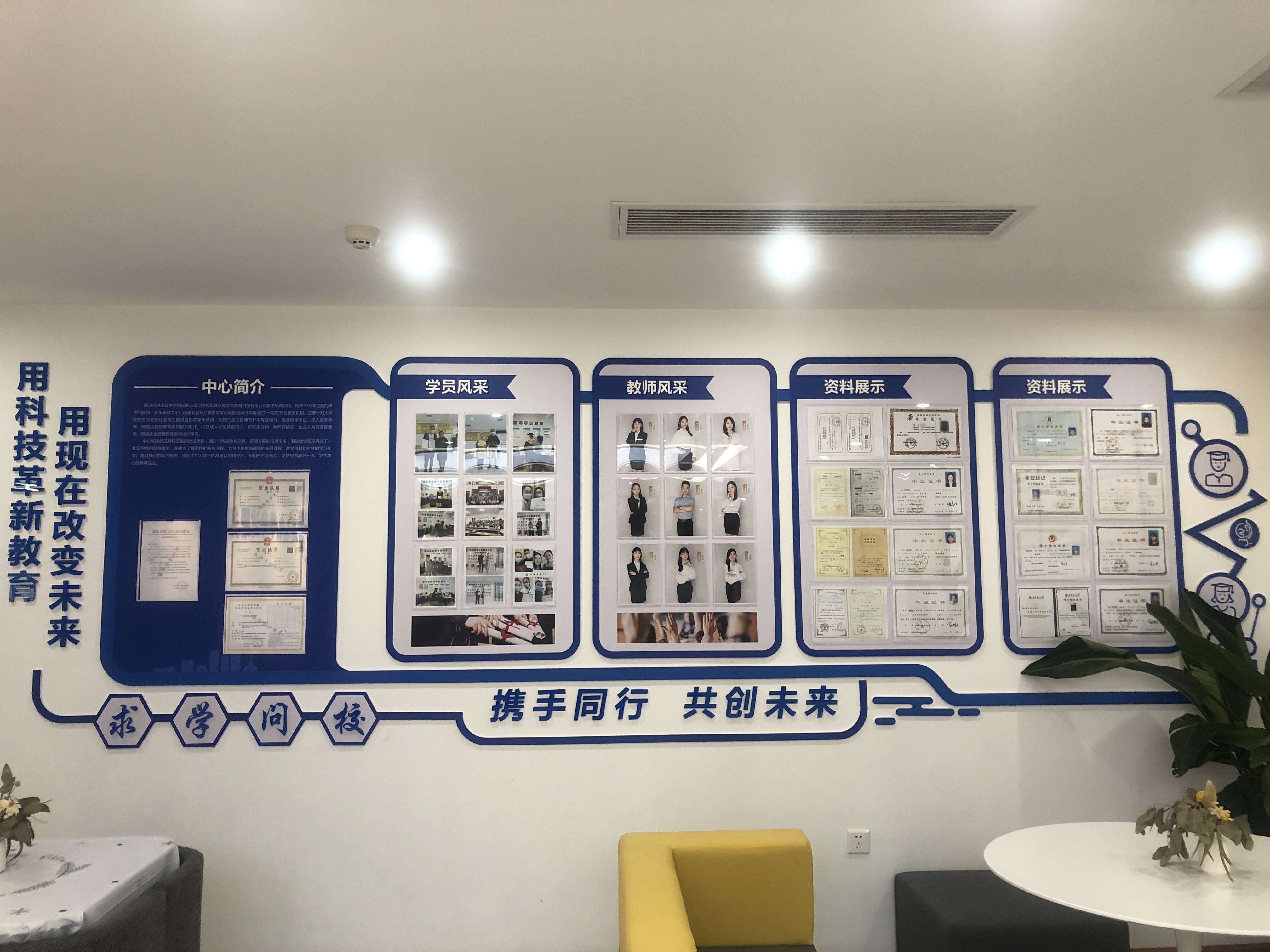 湖北大學(xué)繼續(xù)教育學(xué)院領(lǐng)導(dǎo)參觀我校文化墻